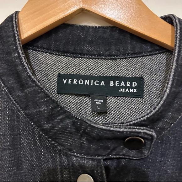 $498 Veronica Beard Washed Onyx Annie Denim Cargo Jumpsuit Size large - Picture 10 of 15